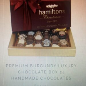 Hamiltons - Premium Burgundy Luxury Chocolate Box (24 Handmade Chocolates)