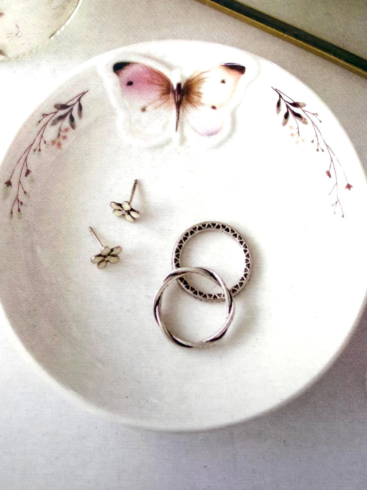 White Butterfly Trinket Dish